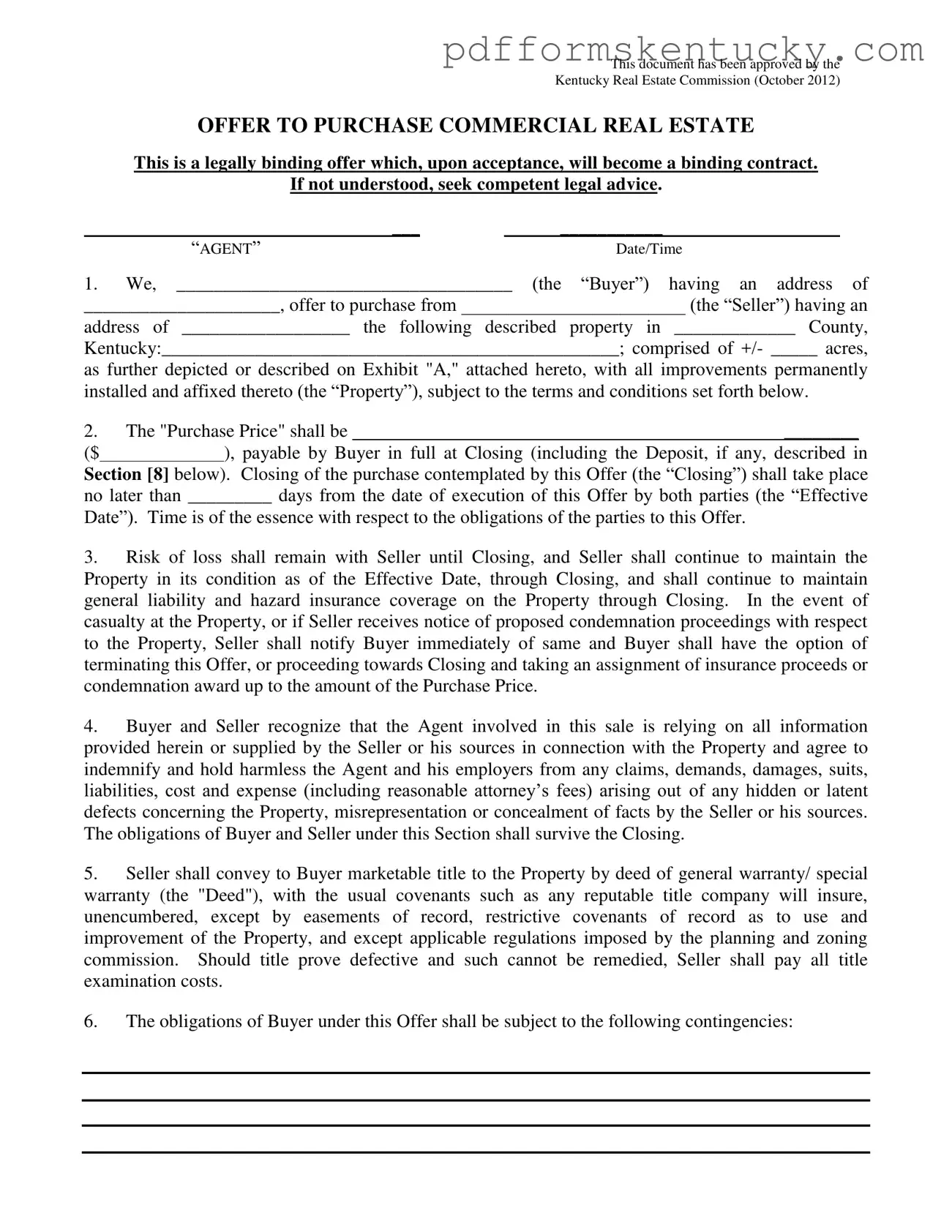 Download Home Sale Contract Kentucky Template
