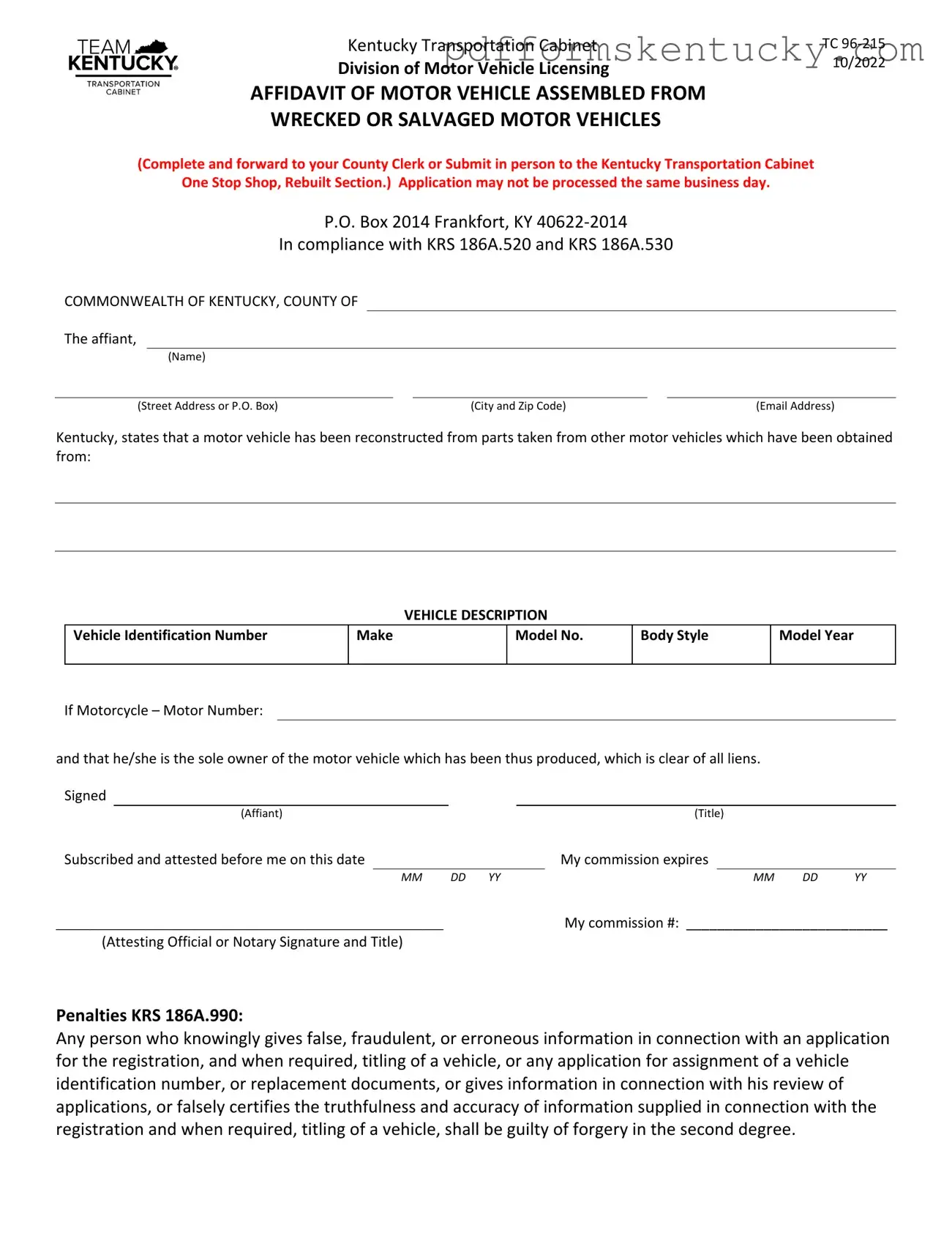 Download Kentucky Tc 96 215 Template