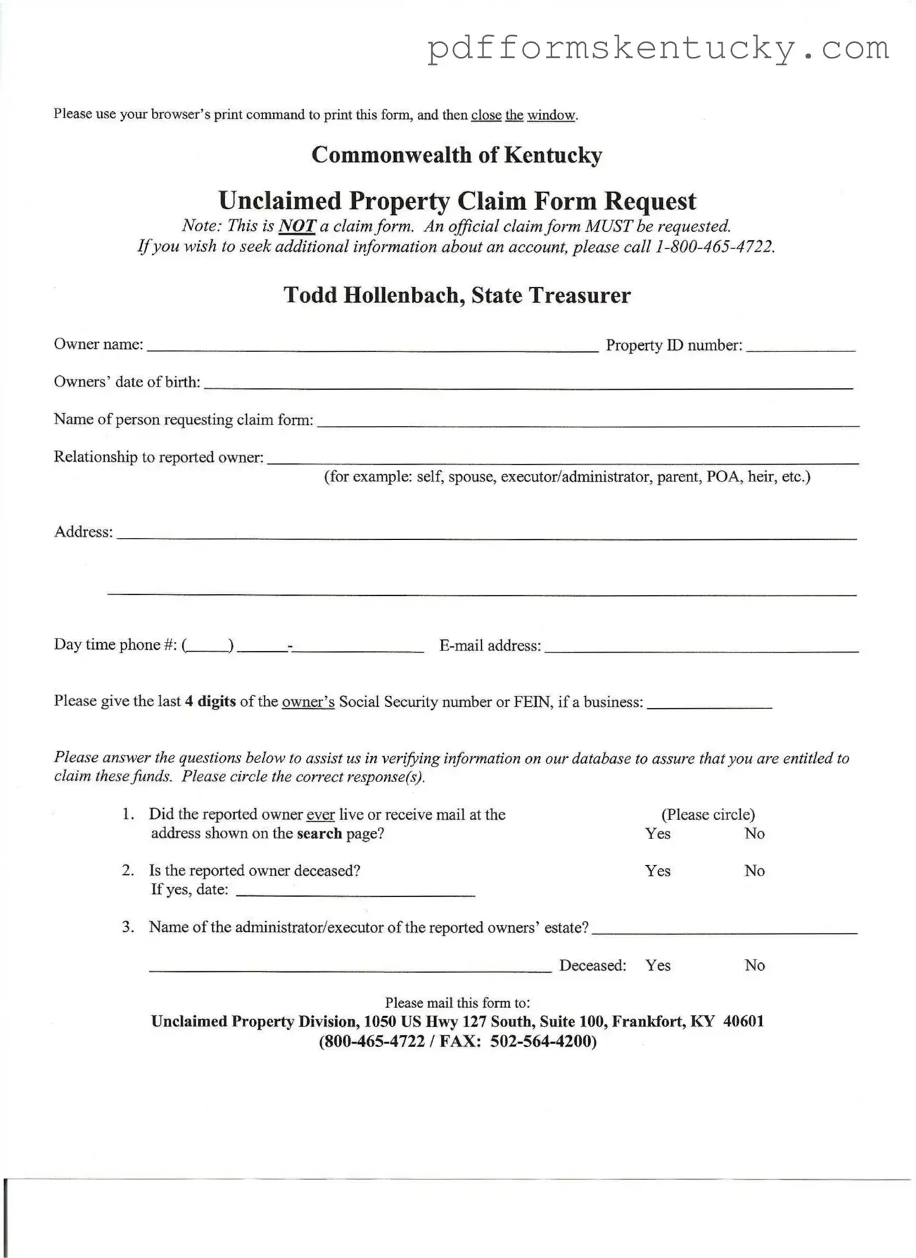 Download Kentucky Unclaimed Property Reporting Template