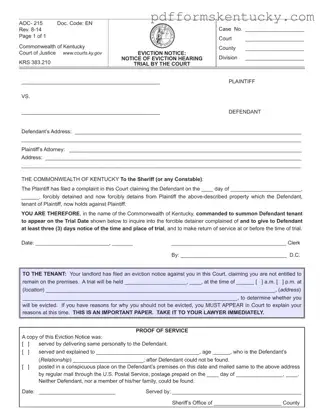 Download Kentucky Aoc 215 Template