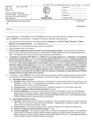 Download Kentucky Aoc 495 Template